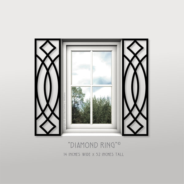 Faux Wrought Iron Decorative Shutters - DIAMOND RING© pattern (pair)!