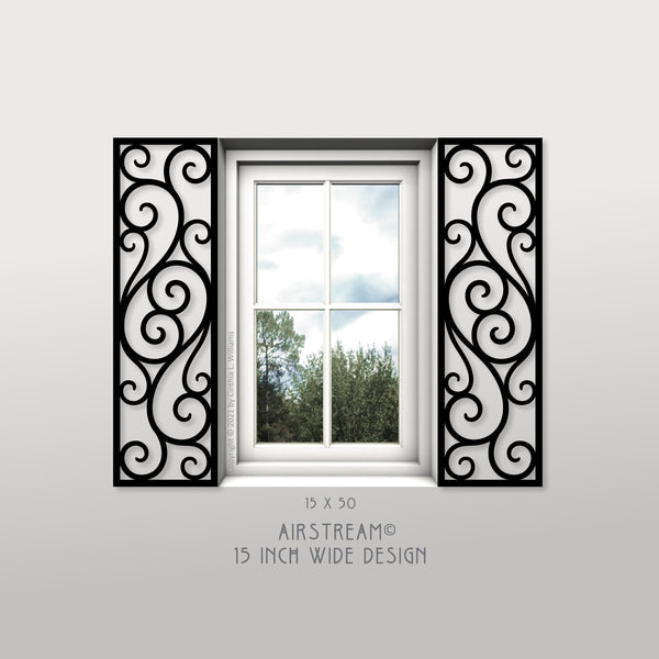 CUSTOM Faux Wrought Iron Decorative Shutters - AIRSTREAM© pattern (1 pair)