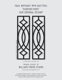 Faux Wrought Iron Decorative Shutters - DIAMOND RING© pattern (pair)!