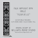 Faux Wrought Iron Decorative Shutters - FLEUR DE LIS© Original Design (SINGLE, Not a pair)