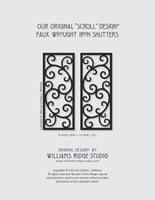 Faux Wrought Iron Shutters - Our Original Scroll Design - Prices are for a PAIR/SET (2) 14 inches wide.