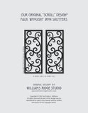 Faux Wrought Iron Shutters - Our Original Scroll Design - Prices are for a PAIR/SET (2) 14 inches wide.