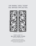 Faux Wrought Iron Shutters - Our Original Scroll Design - Prices are for a PAIR/SET (2) 14 inches wide.