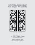 Faux Wrought Iron Shutters - Our Original Scroll Design - Prices are for a PAIR/SET (2) 14 inches wide.