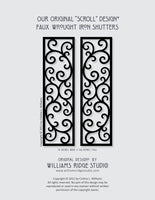 Faux Wrought Iron Shutters - Our Original Scroll Design - Prices are for a PAIR/SET (2) 14 inches wide.