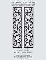Faux Wrought Iron Shutters - Our Original Scroll Design - Prices are for a PAIR/SET (2) 14 inches wide.