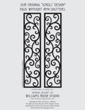 Faux Wrought Iron Shutters - Our Original Scroll Design - Prices are for a PAIR/SET (2) 14 inches wide.