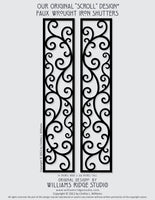 Faux Wrought Iron Shutters - Our Original Scroll Design - Prices are for a PAIR/SET (2) 14 inches wide.