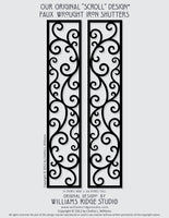 Faux Wrought Iron Shutters - Our Original Scroll Design - Prices are for a PAIR/SET (2) 14 inches wide.