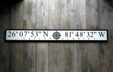Sign, Hand-painted Coordinates for Naples Pier or custom location - FREE SHIPPING!