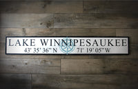 Hand-painted Coordinates Sign for Lake Winnipesaukee or custom location - FREE SHIPPING!