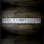Hand-painted Coordinates Sign for Lake Winnipesaukee or custom location - FREE SHIPPING!