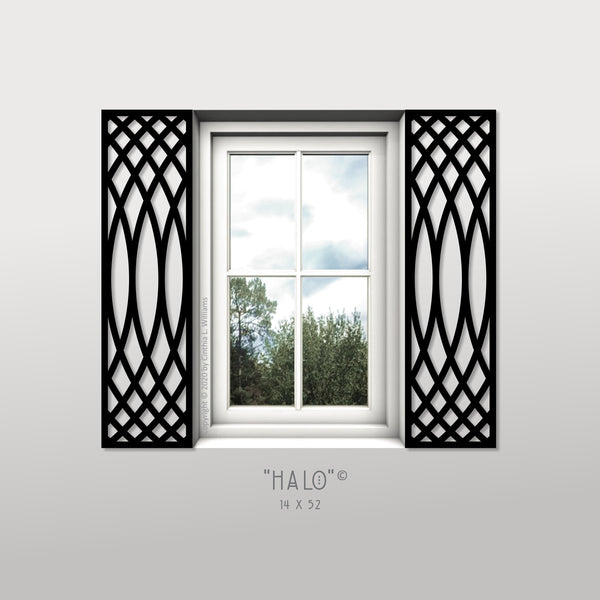 Faux Wrought Iron Decorative Shutters - HALO© pattern (pair)!