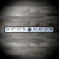 Sign, Hand-painted Coordinates for Naples Pier or custom location - FREE SHIPPING!